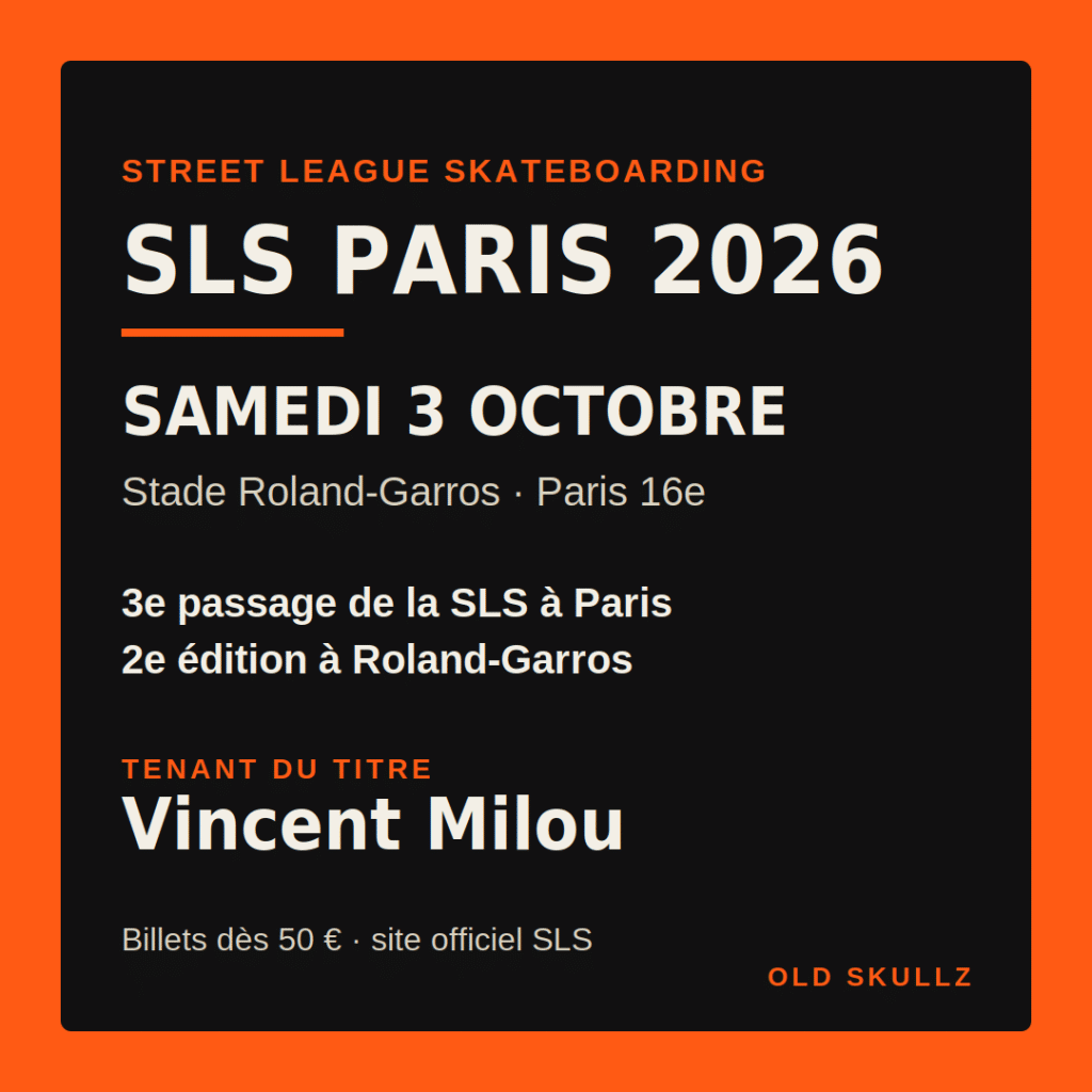 Fiche pratique SLS Paris 2026 : samedi 3 octobre à Roland-Garros, tenant du titre Vincent Milou